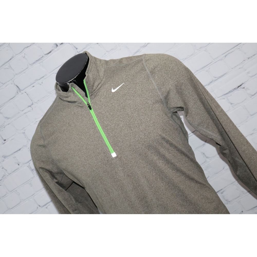 Nike Dri-FIT Running Shirt Men Small Gray 1/4 Zip Pullover Polyester Workout
